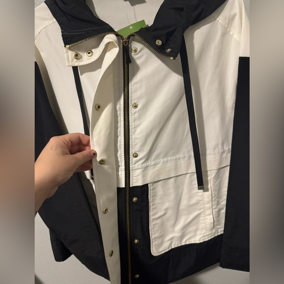 NWT!! Kate Spade Colorblock Mixed Media Black and White Anorak Jacket - Picture 7 of 9
